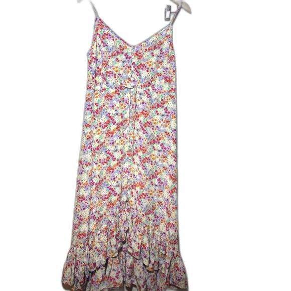 Rails Frida Floral Asymmetric Hem Dress Size Medium White Pink Sundress Feminine - Picture 2 of 7
